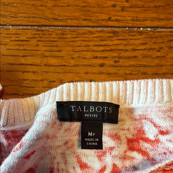 Talbots Orange and White Boxy sweater with 3/4 Sleeves - Picture 2 of 5